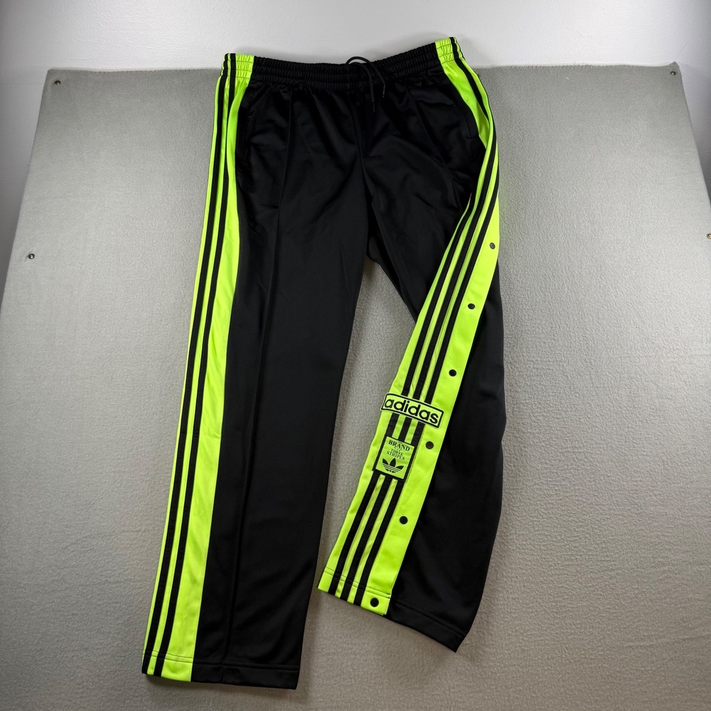 Adidas Originals Adibreak Snap Track Pants Size XL Black Neon Green JV7512